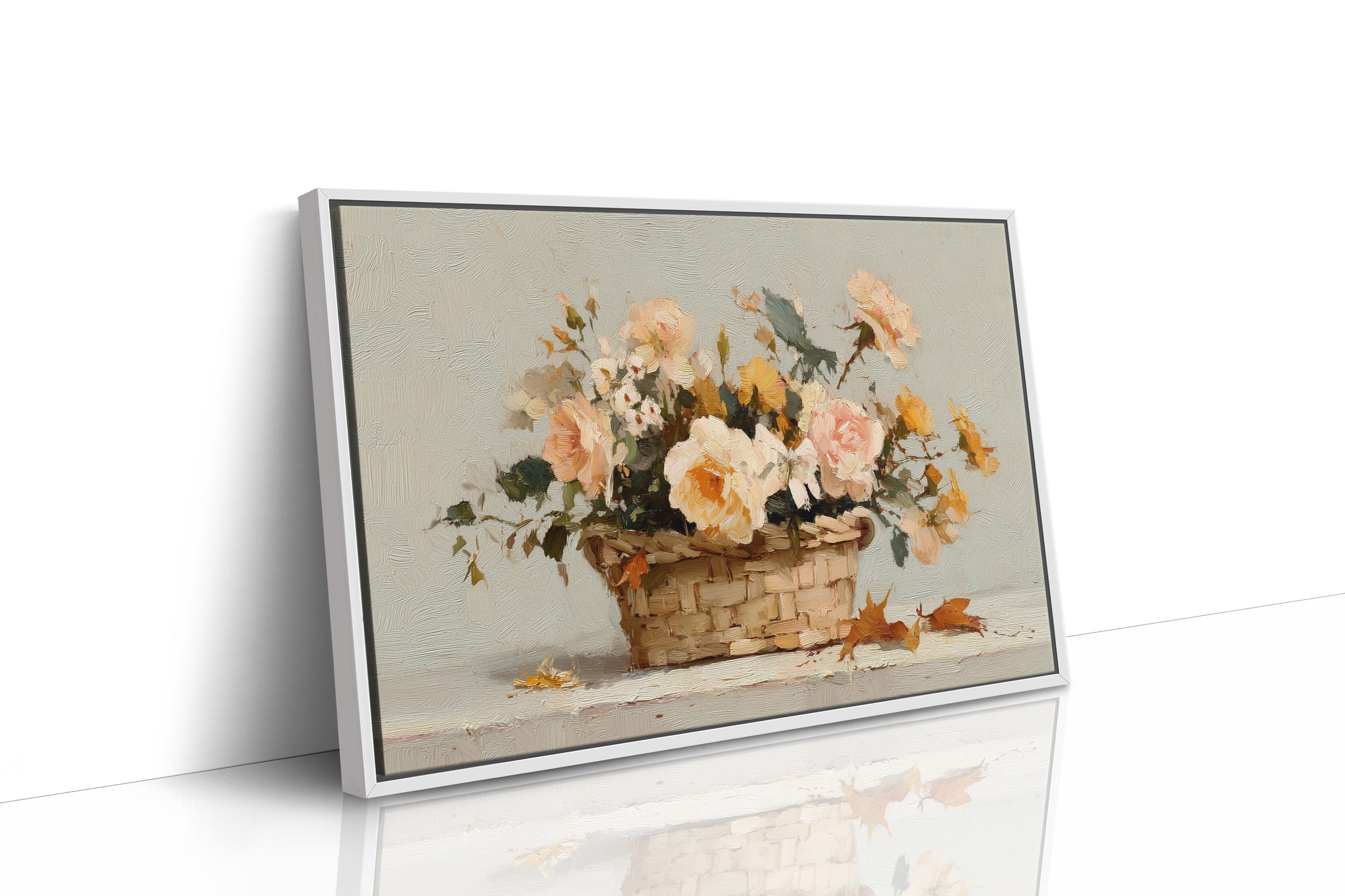Woven Basket Cradles Peach Blooms