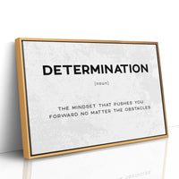 Determination Definition Canvas Art | Bold Motivational Typography Print for Home Office, Gym or Entrepreneur Décor