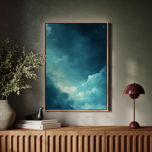 Celestial Drift Through Midnight Blue