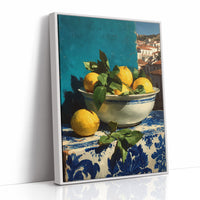 Lemons on Blue Tile