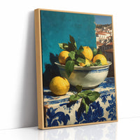 Lemons on Blue Tile