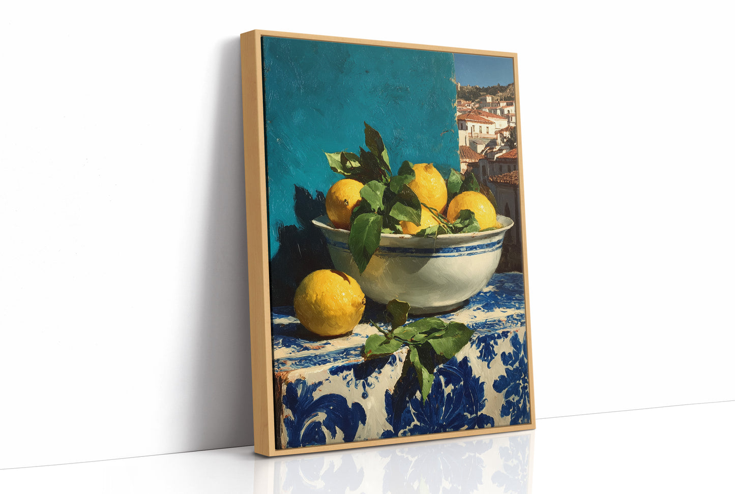 Lemons on Blue Tile