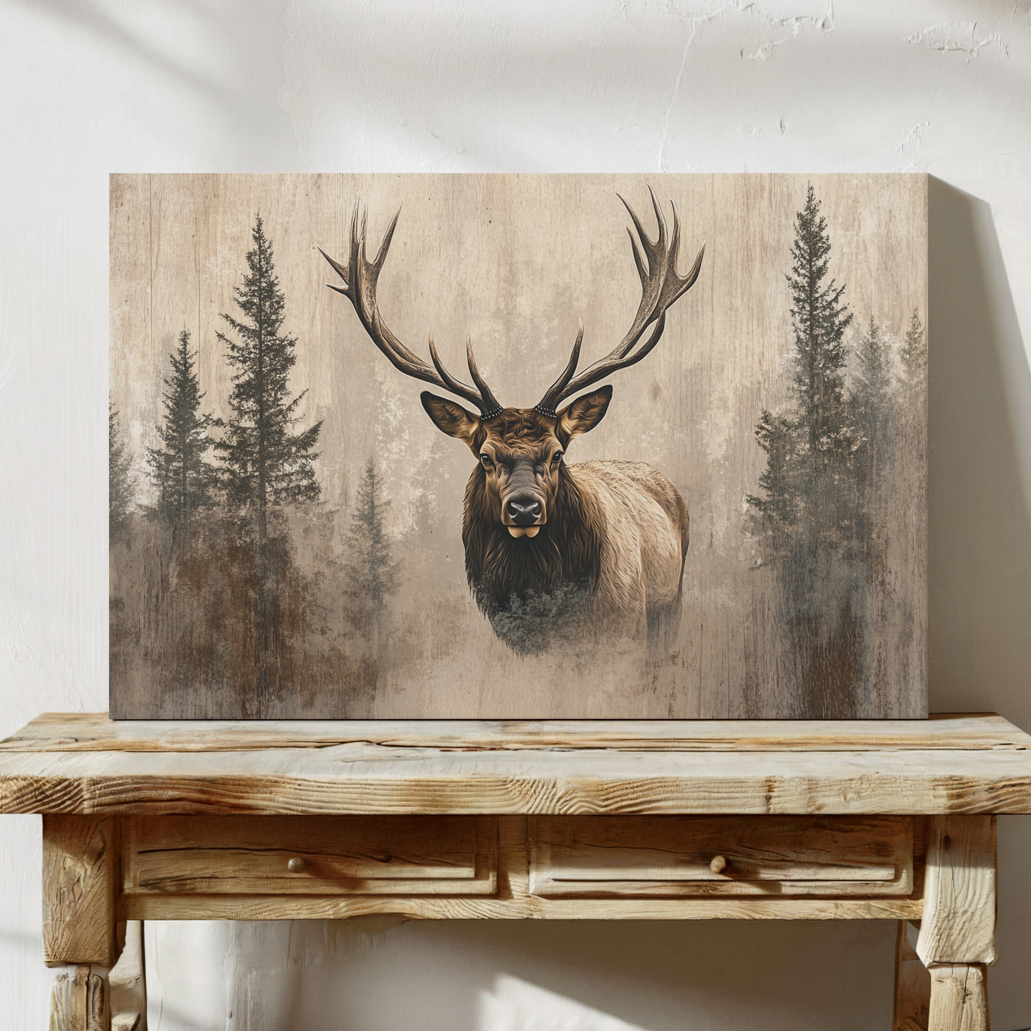 Noble Elk Among Winter Pines