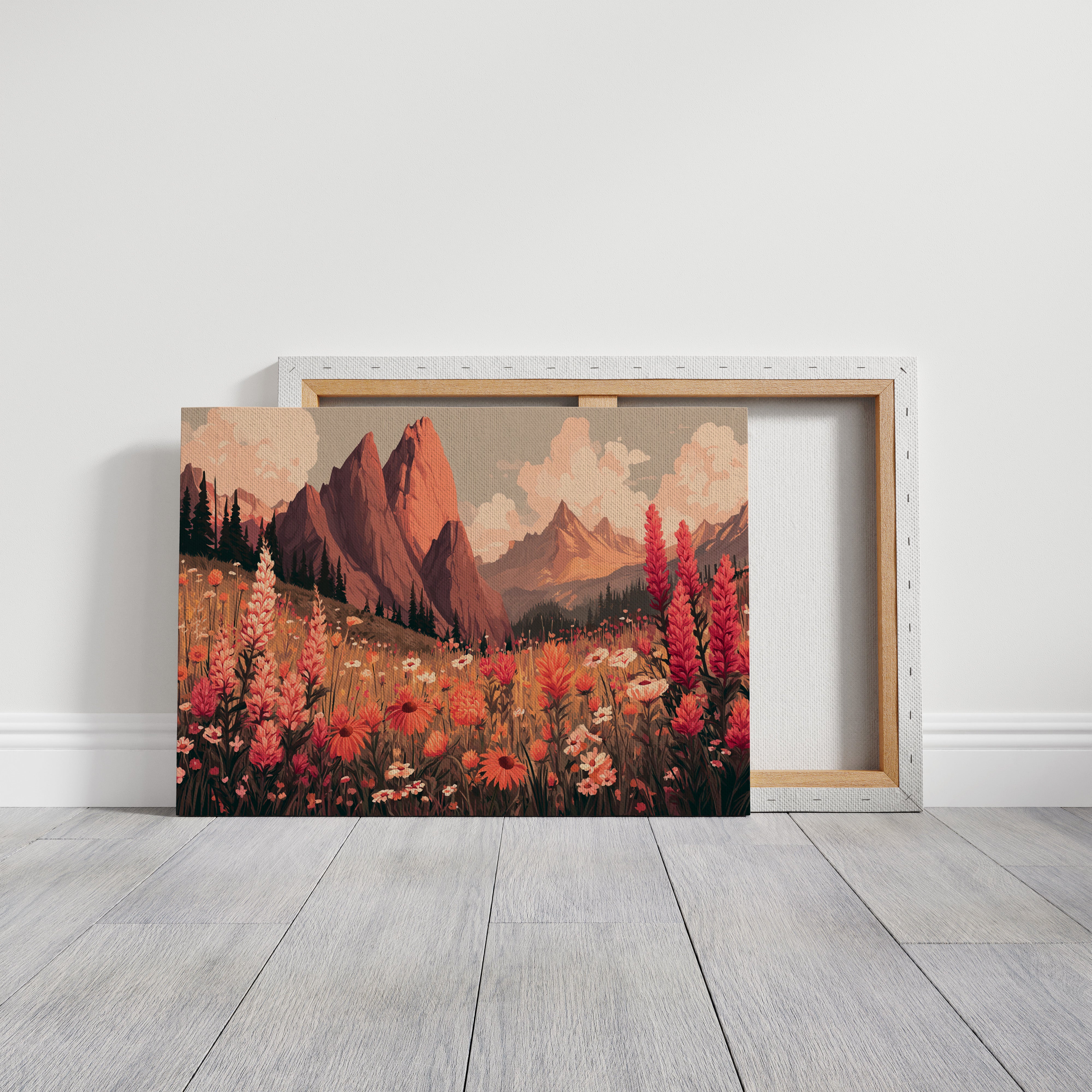 Alpine Meadows Bloom In Coral Light