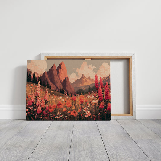 Alpine Meadows Bloom In Coral Light