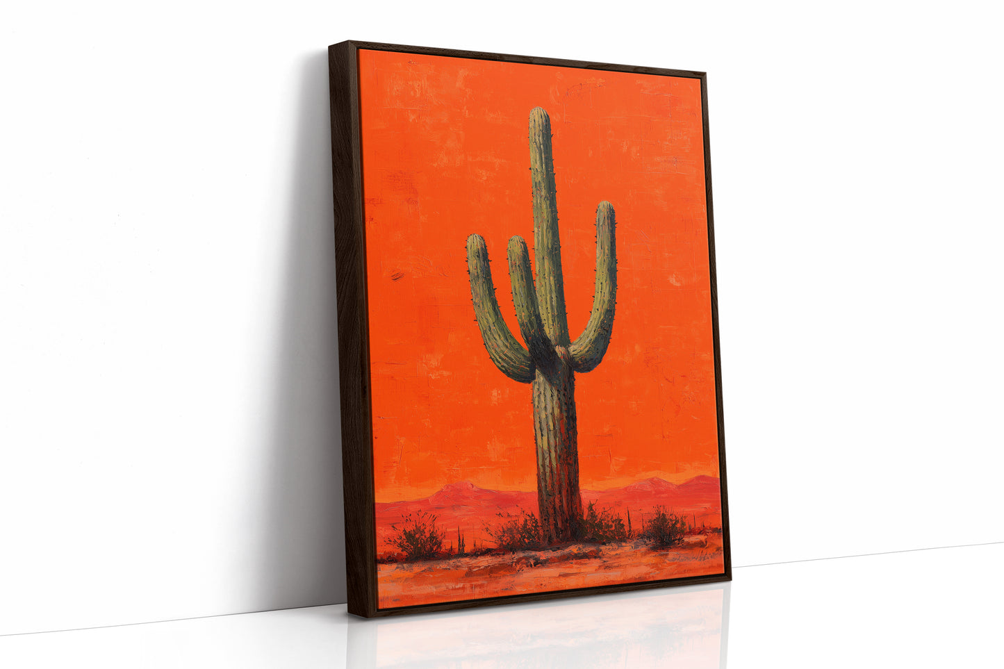 Lone Saguaro Against Desert Flame