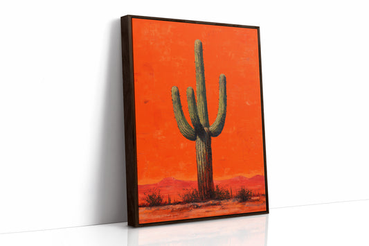 Lone Saguaro Against Desert Flame