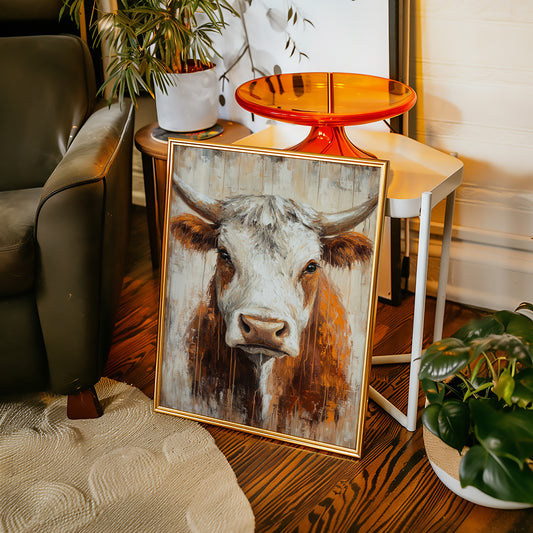 Sunset Longhorn on Weathered Wood