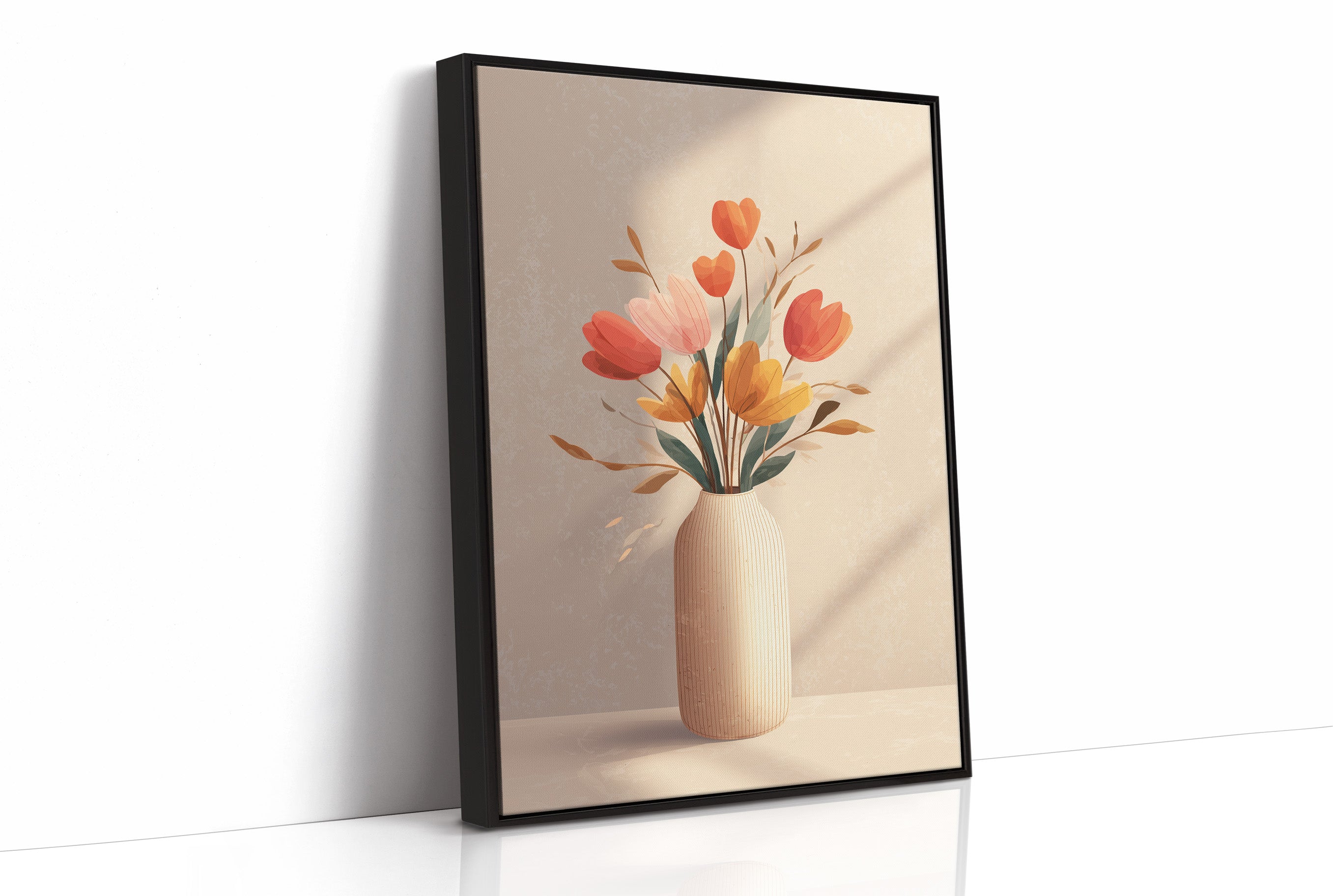 Sunlit Tulips in Minimalist Embrace