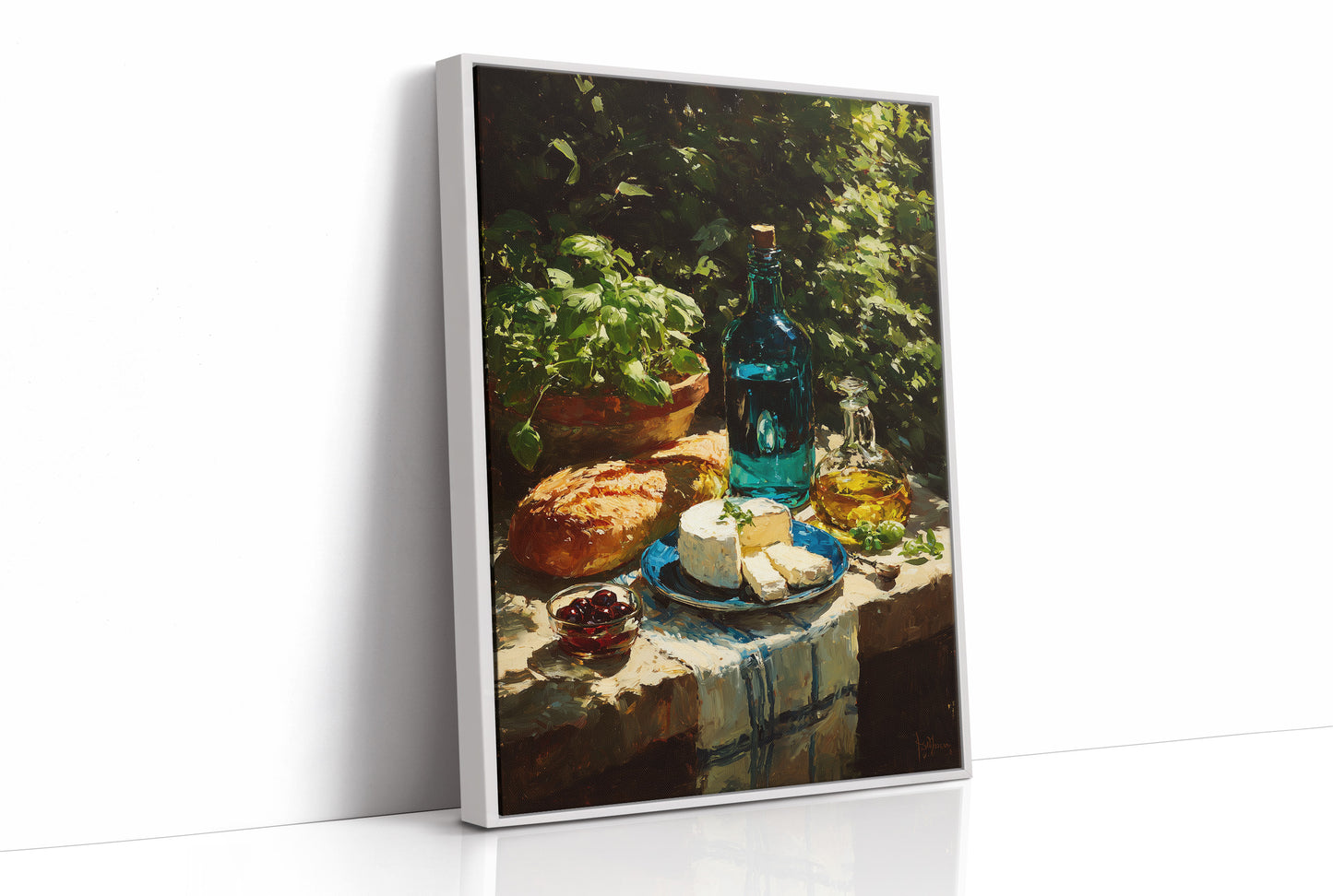 Cheese and Basil in Shade