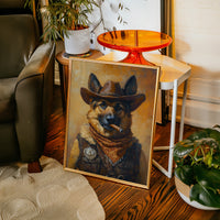 German Shepherd Sheriff in the Saddle