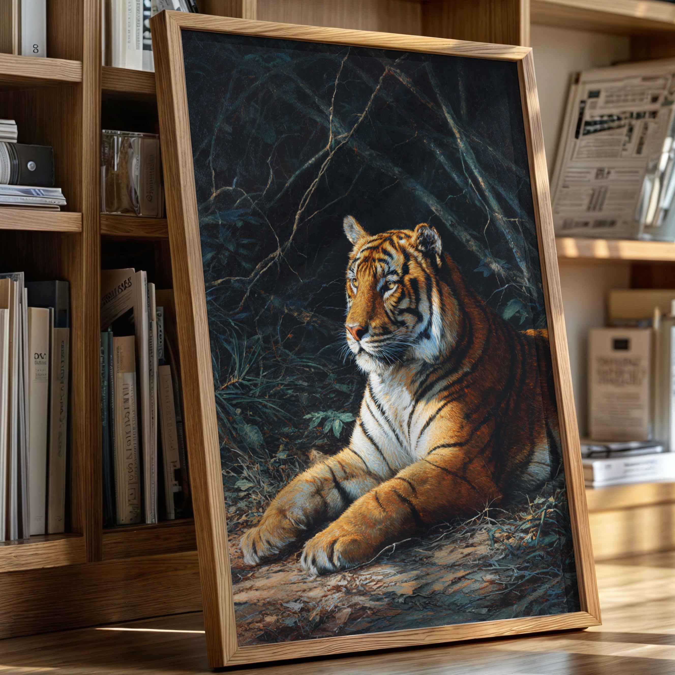 Regal Tiger Against Midnight Marble