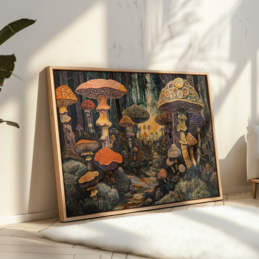 Enchanted Mushroom Forest: Mystical Fantasy Canvas Wall Art
