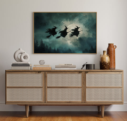 Broomsticks Against a Silver Sky
