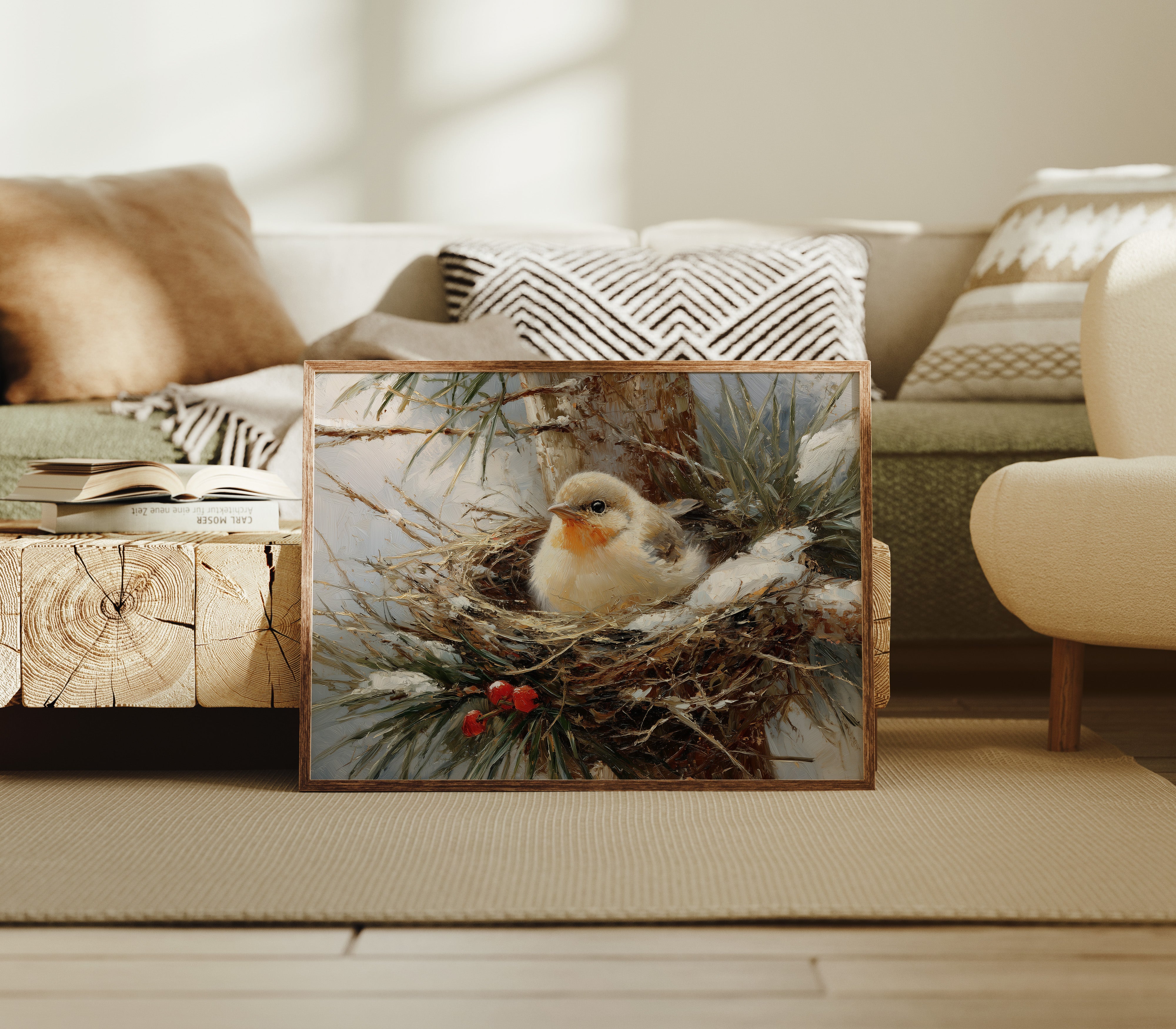 Winter Sparrow Finds Holly Haven