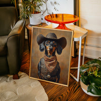 Cowboy Dachshund in Leather and Lace