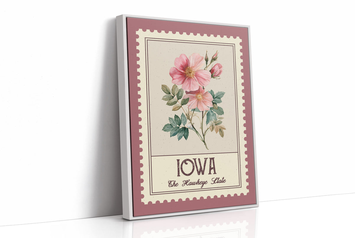 Iowa Wild Rose Watercolor Stamp