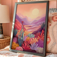 Sunset Paints Desert Flowers Wild