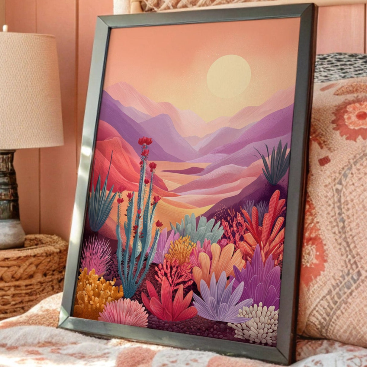 Sunset Paints Desert Flowers Wild