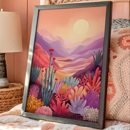 Sunset Paints Desert Flowers Wild