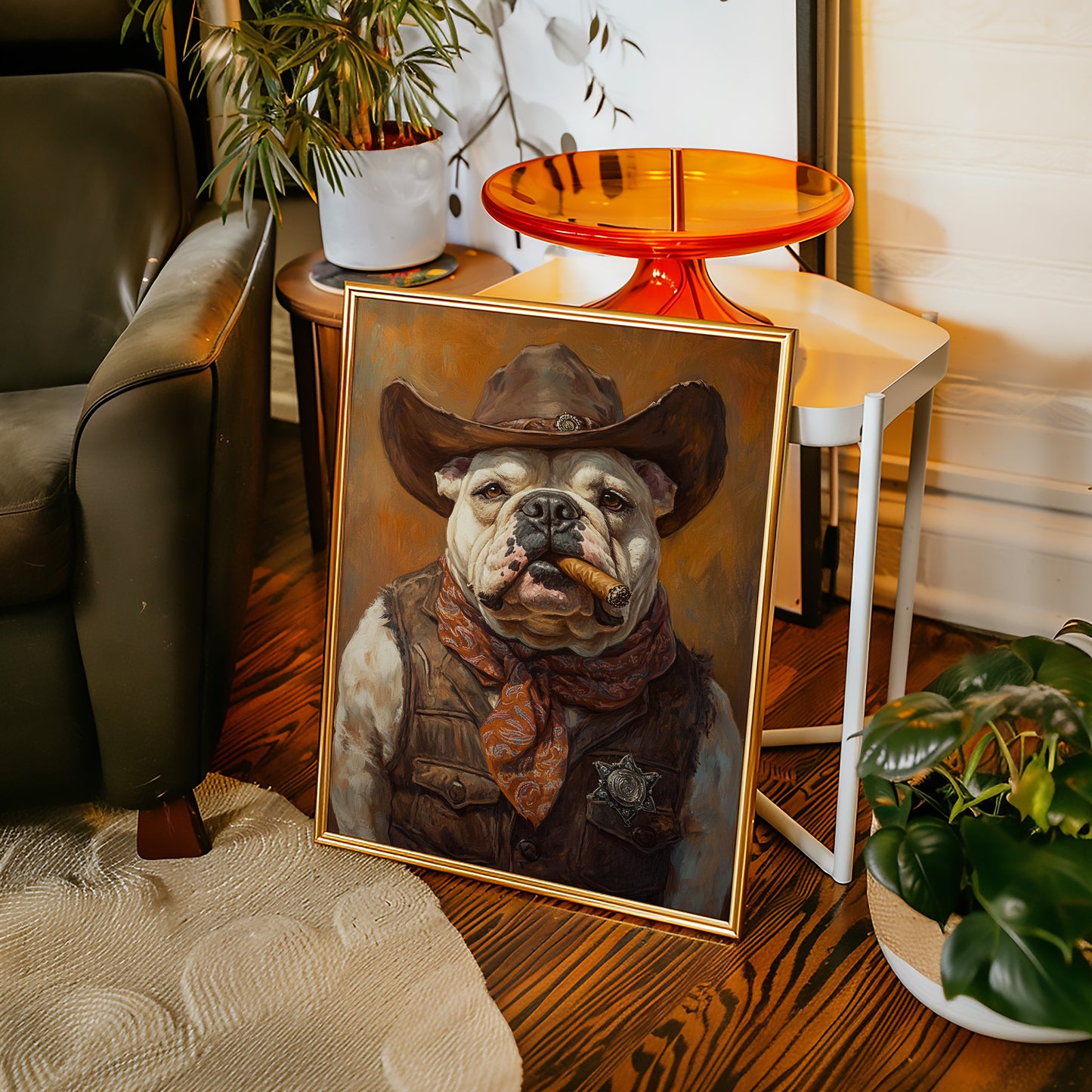 Bulldog Sheriff with a Cigar and Scowl