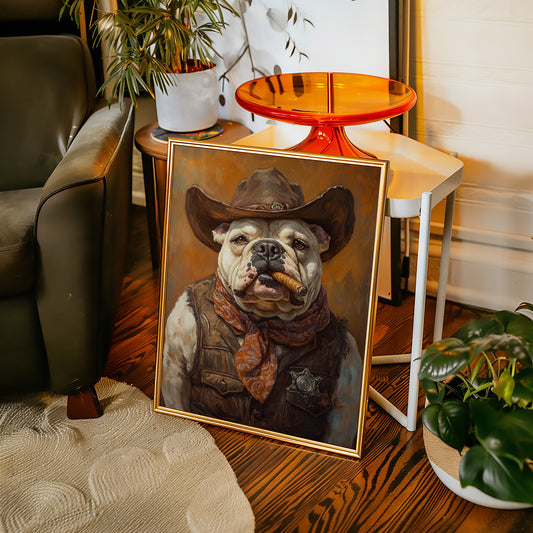 Bulldog Sheriff with a Cigar and Scowl