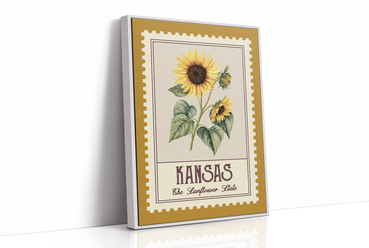 Kansas Sunflower Watercolor Stamp