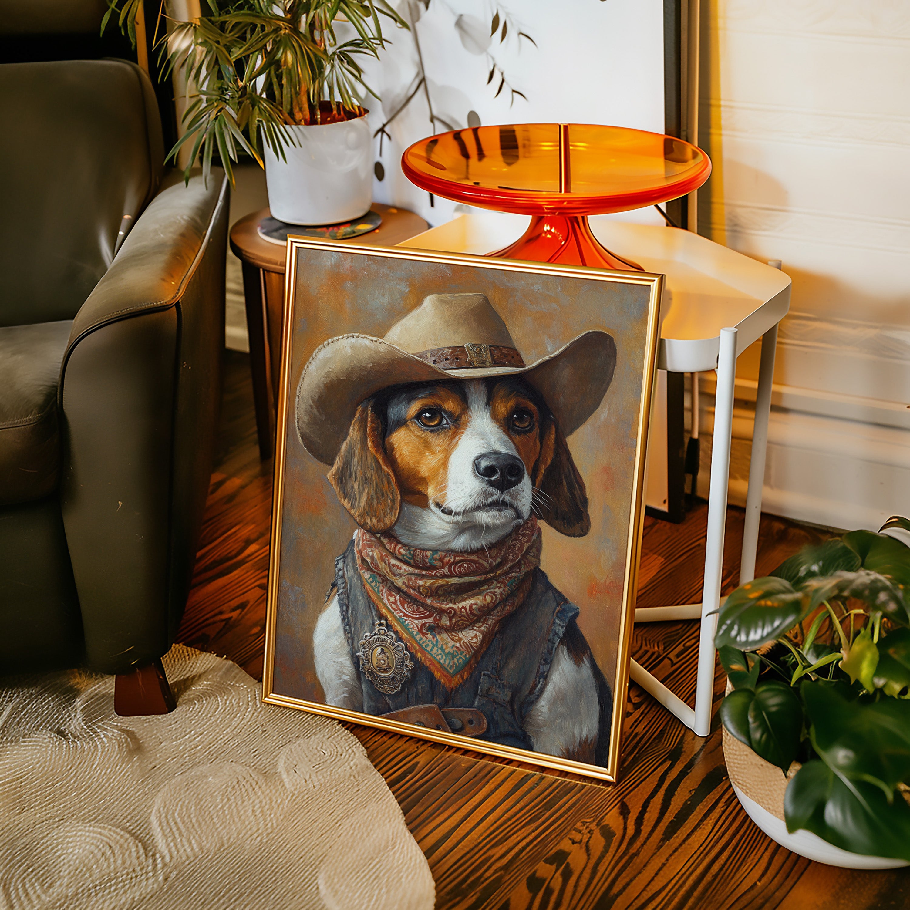 Deputy Beagle in Bandana and Hat