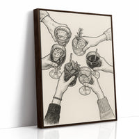 Cheers in Ink Toasting Hands Print
