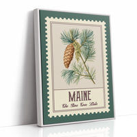 Maine White Pine Cone Watercolor Stamp