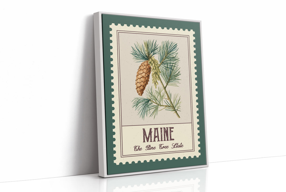 Maine White Pine Cone Watercolor Stamp