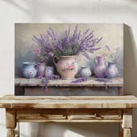 Lavender Spills Across Vintage Vessels