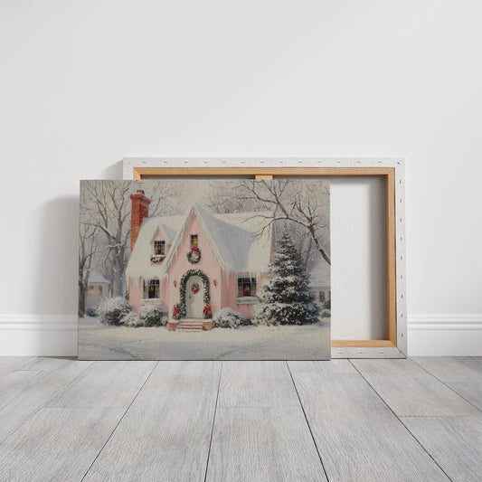 Pink Cottage Wears Winter's Crown