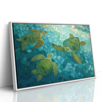 Sea Turtles Float Through Crystal Waters