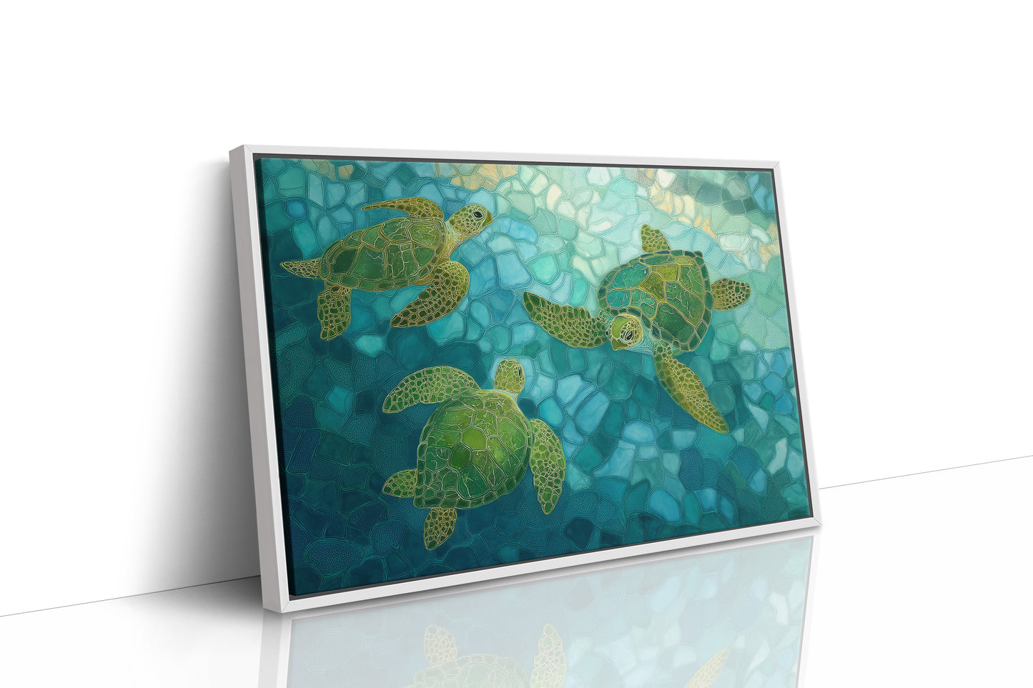 Sea Turtles Float Through Crystal Waters