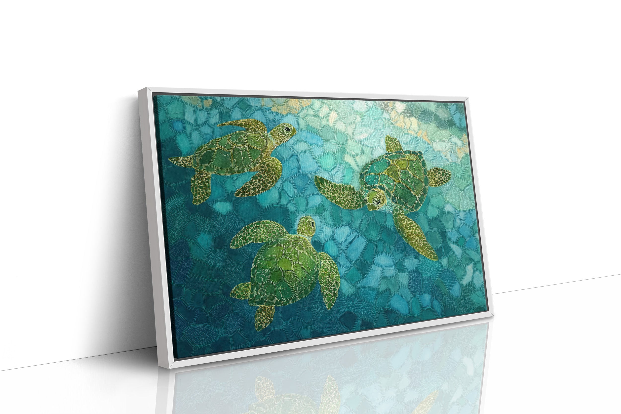 Sea Turtles Float Through Crystal Waters