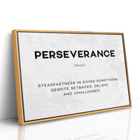 Perseverance Definition Canvas Art | Bold Motivational Typography Print for Home Office, Gym or Entrepreneur Décor