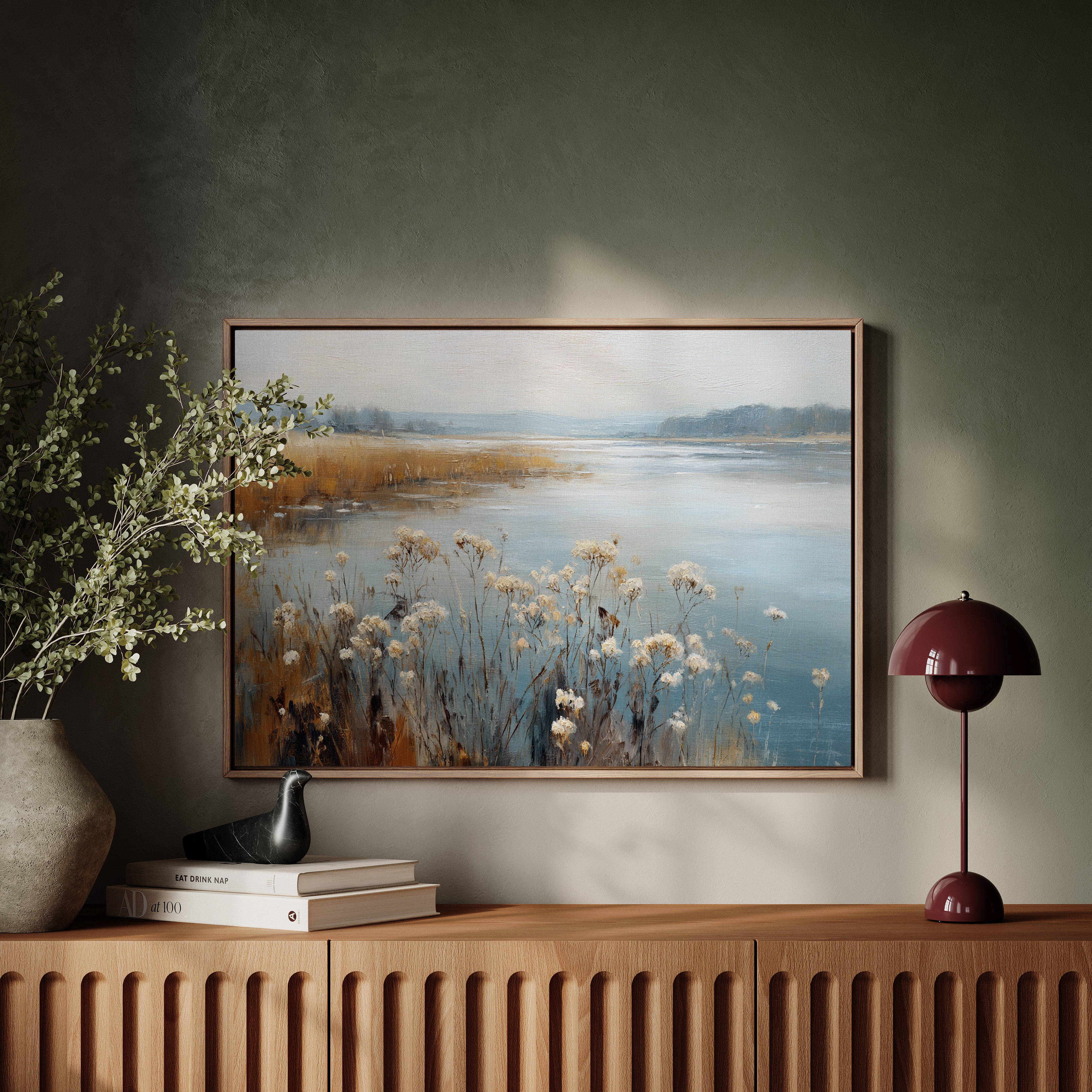 Winter Wildflowers Rest By Lake
