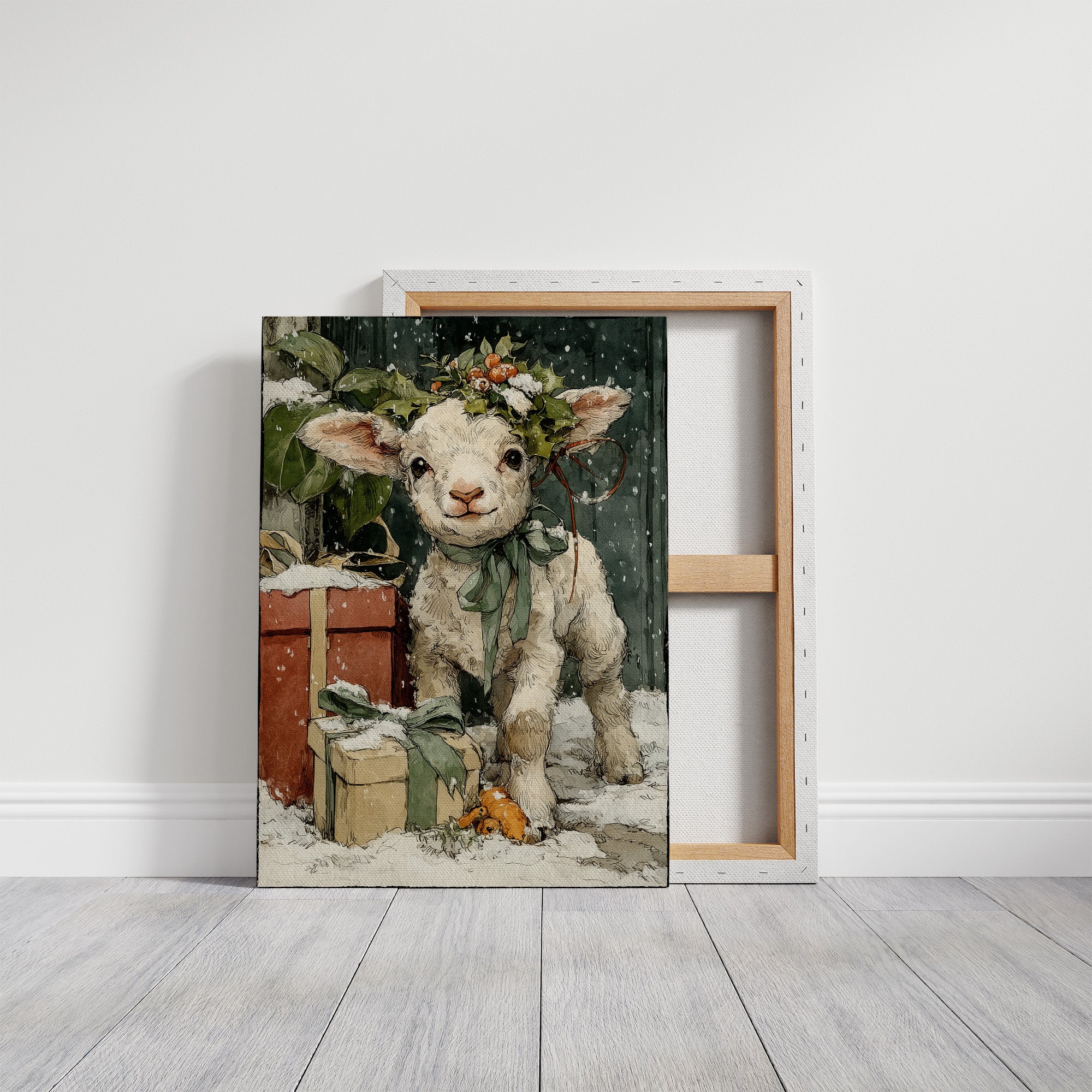 Lamb with Gifts, Winter Wreath