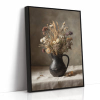 Dried Blooms In Earthen Pitcher