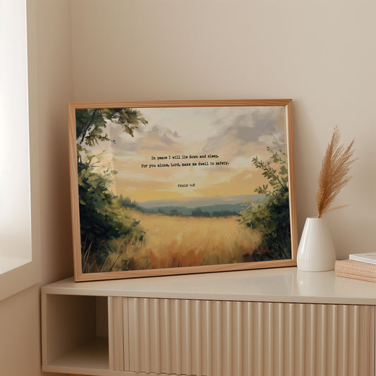 Golden Field of Peace with Psalm 4:8