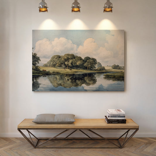 Summer Cattle Rest By Still Waters