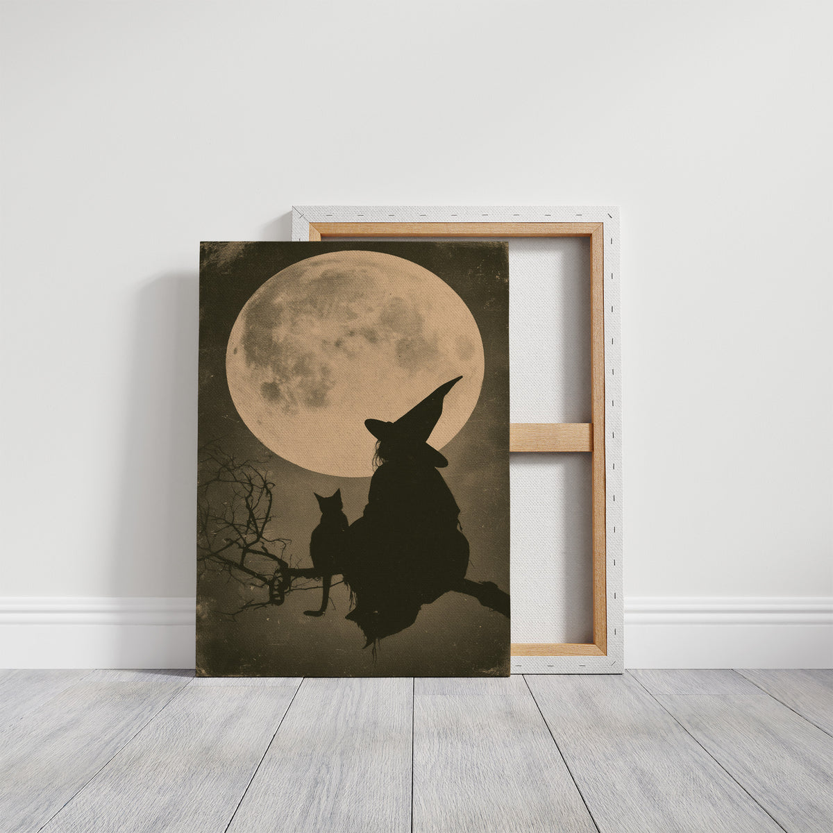 Witch and Cat, Full Moon Silhouette