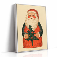 Folk Carved Santa & Tree
