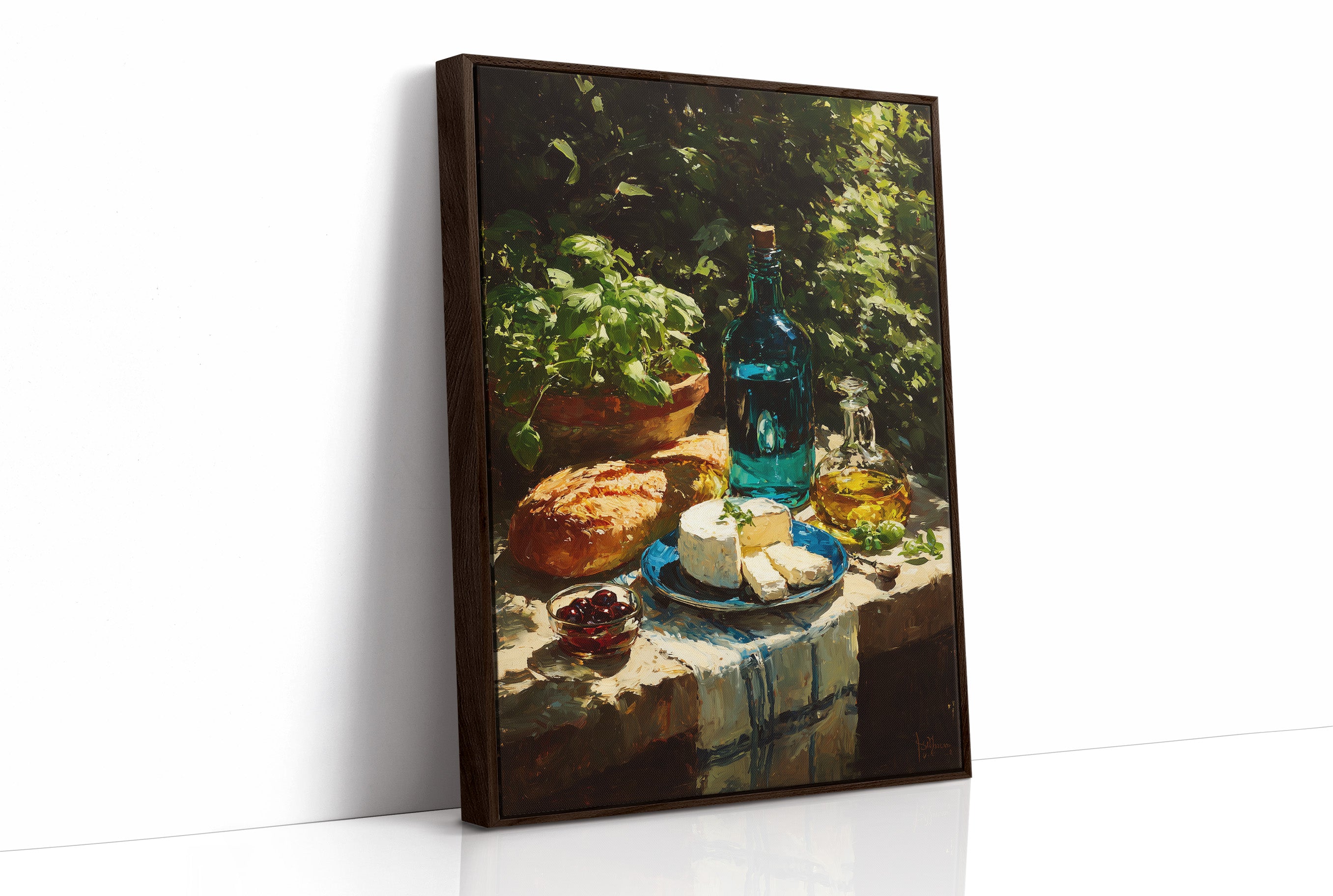 Cheese and Basil in Shade