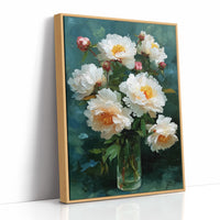 White Peonies in a Glass at Dusk