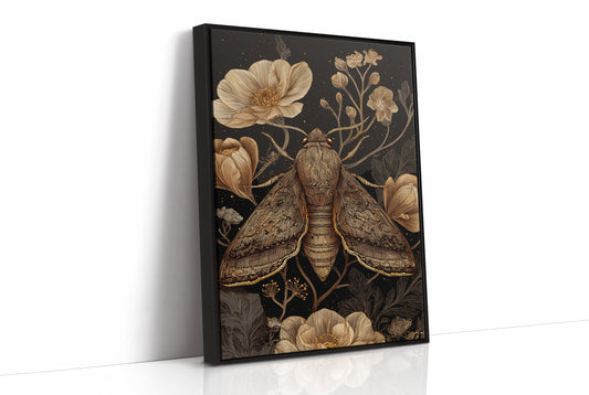 Midnight Moth Among Golden Blooms