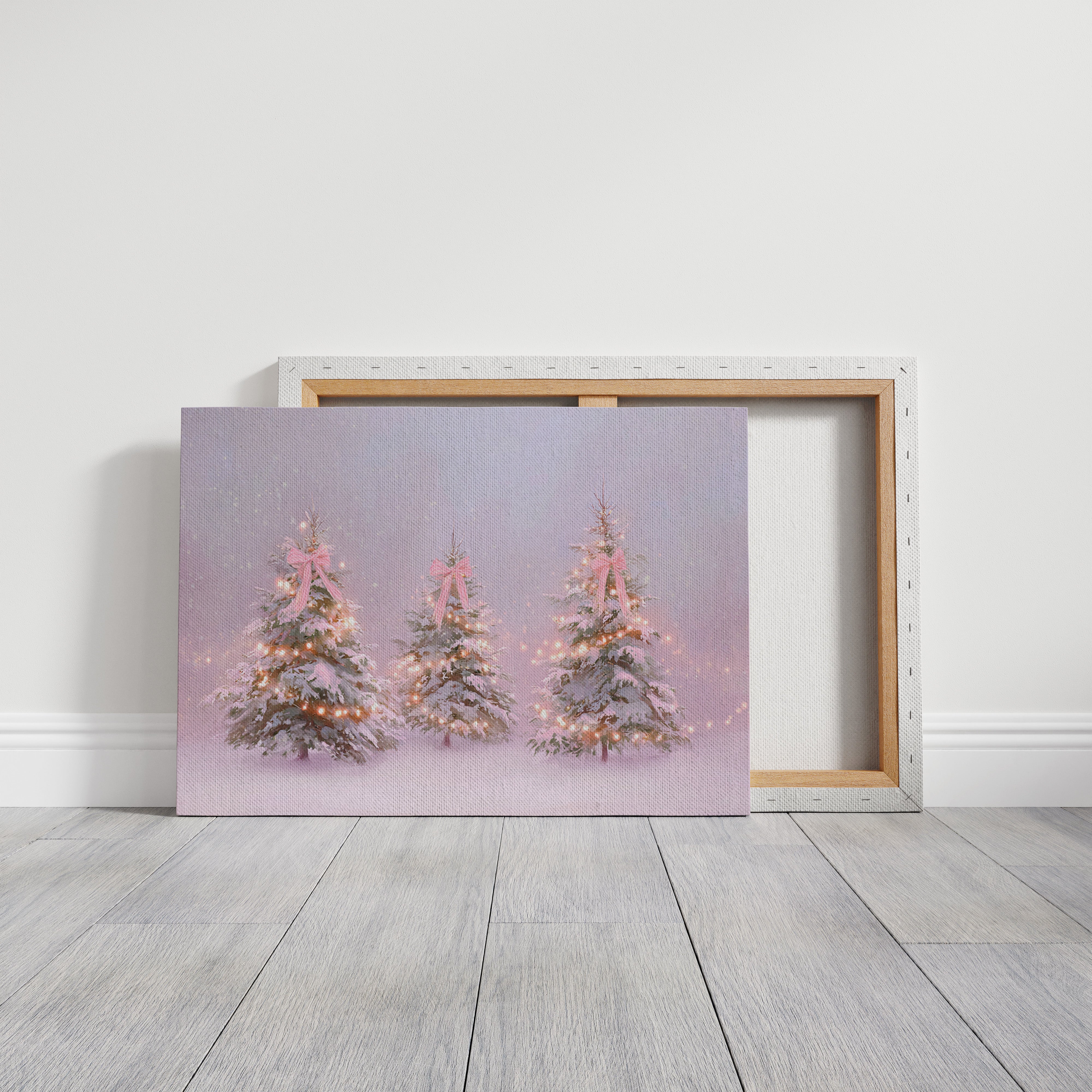 Pink Bows Dance Through Snow Light