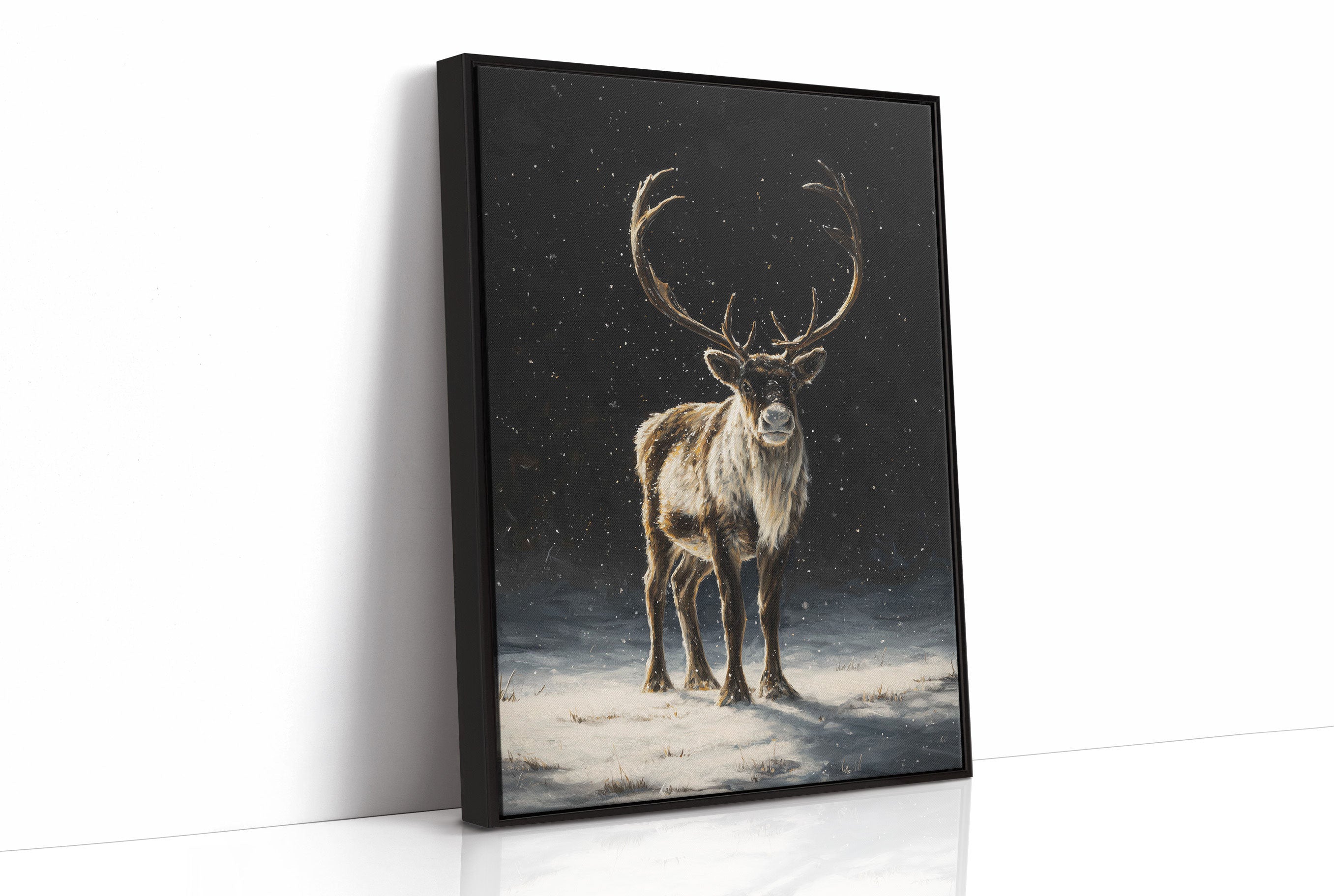 Reindeer Dreams Under Starlit Snow