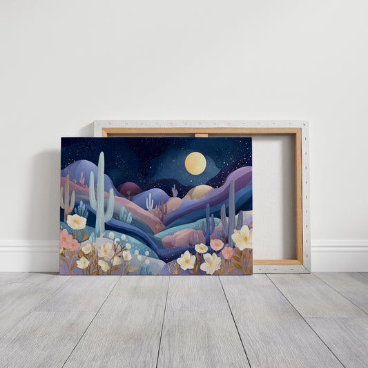 Desert Cosmos Blooms Under Moonlight